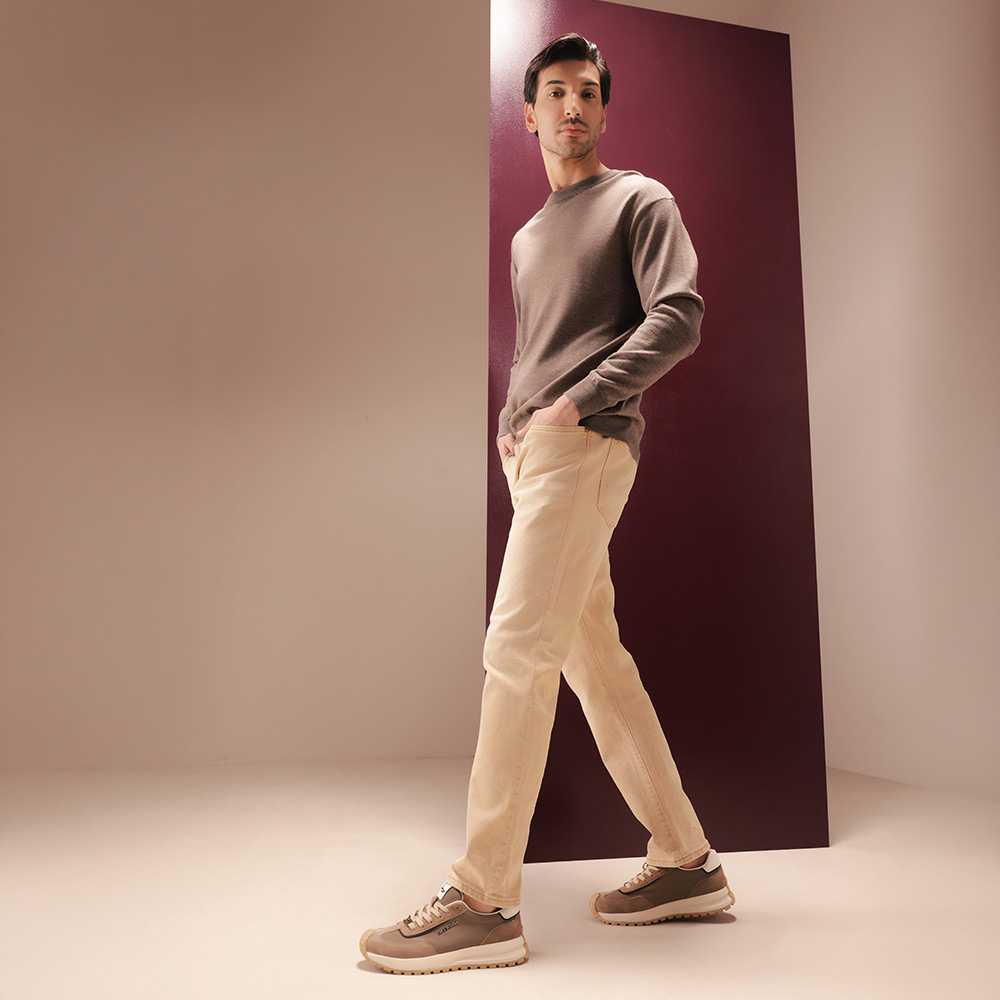 Sneakers ușori bărbați Luca di Gioia  taupe din velur și material textil  3911BP068TA — imaginea 2