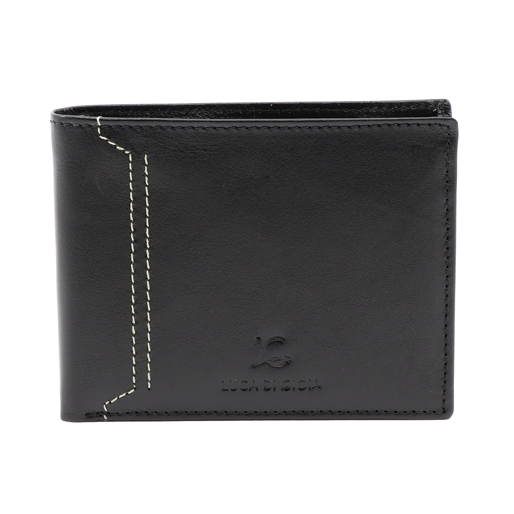 Set bărbați Luca di Gioia curea și portmoneu negru din piele 336BCADOULG01N