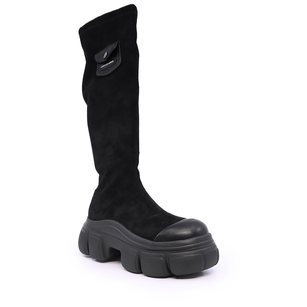 Cizme stretch femei Luca di Gioia negre din velur sintetic 3848dc204n - 1 | YEO