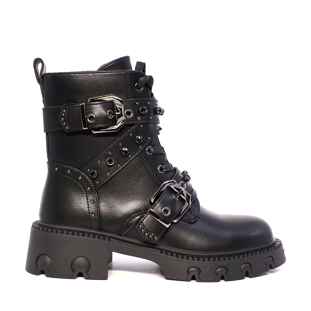 Ghete biker femei Luca di Gioia negre din piele 1290DG3620N