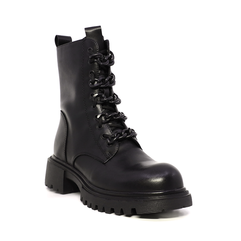 Ghete biker femei Luca di Gioia negre din piele cu lanț deco 1290DC8341N