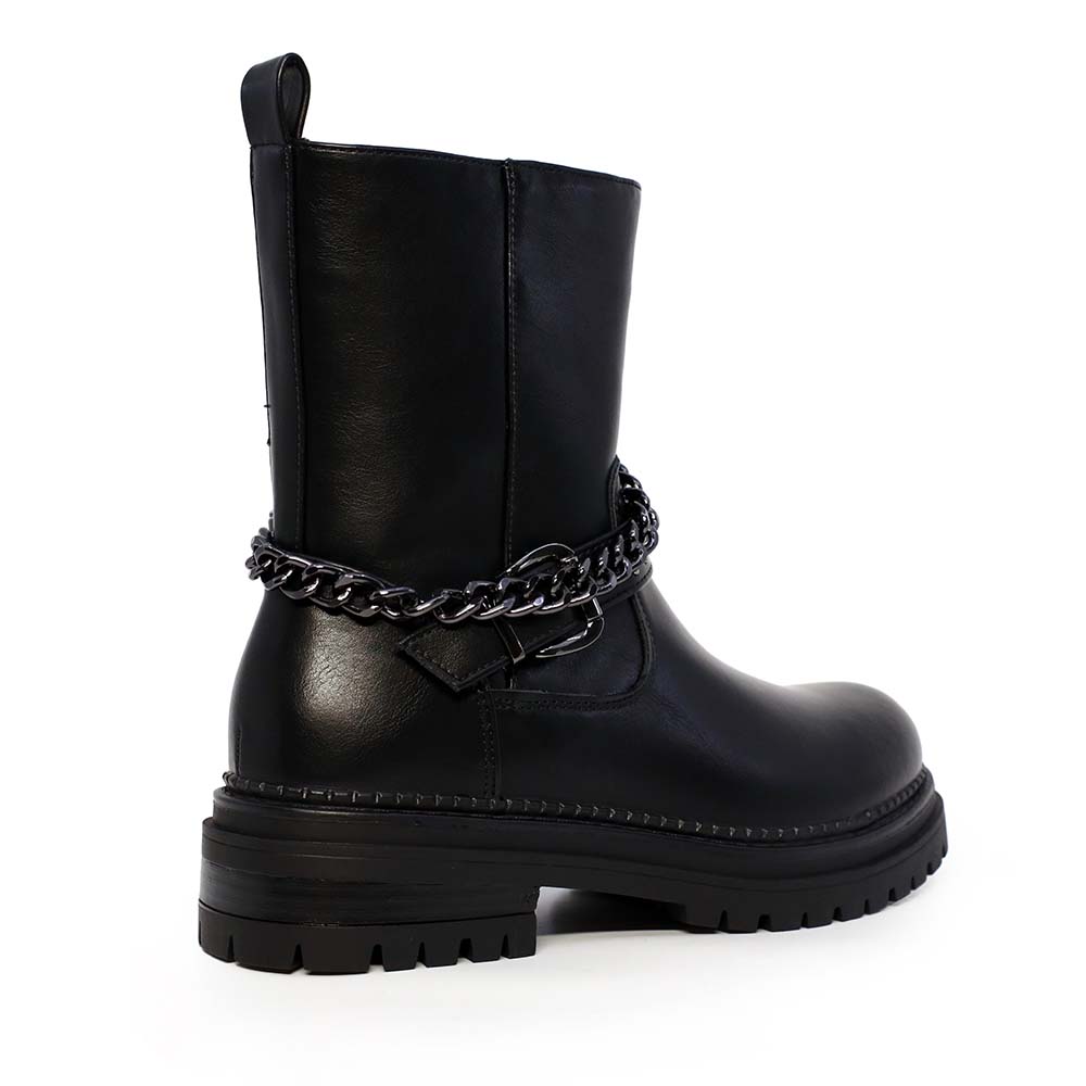 Ghete biker femei Benvenuti negre din piele și sintetic 2540DG3119N