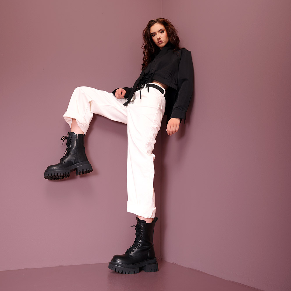Ghete chunky femei Luca di Gioia negre din piele 1290DG3310N - 1 | YEO