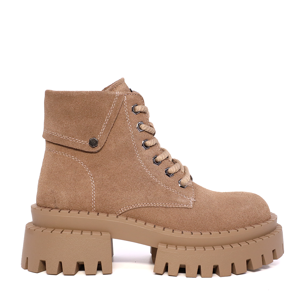 Ghete chunky femei Luca di Gioia taupe din piele întoarsă 1290DG3320VTA