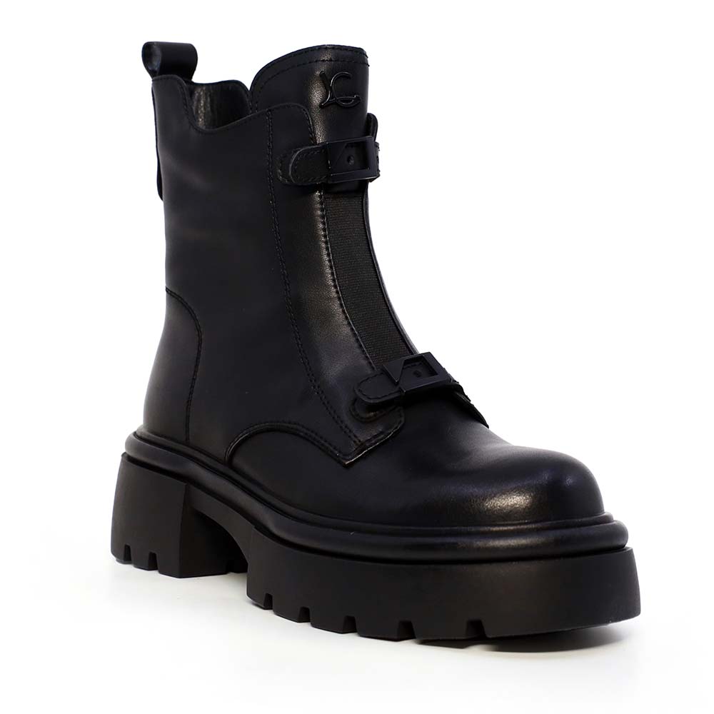 Ghete cu accesorii frontale femei Luca di Gioia negre din piele 1290DG7851N - 1 | YEO