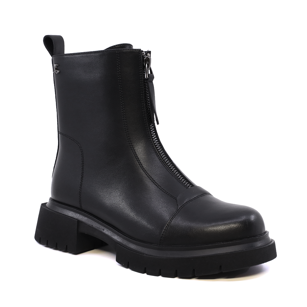 Ghete cu fermoar frontal decorativ femei Luca di Gioia negre din piele naturală 1150DG5054N - 1 | YEO