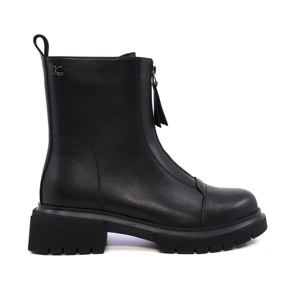 Ghete cu fermoar frontal decorativ femei Luca di Gioia negre din piele naturală 1150DG5054N