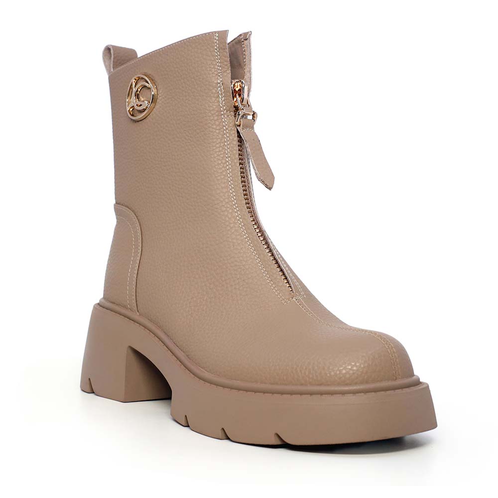 Ghete cu fermoar frontal femei Luca di Gioia bej din piele 1290DG7911BE - 1 | YEO