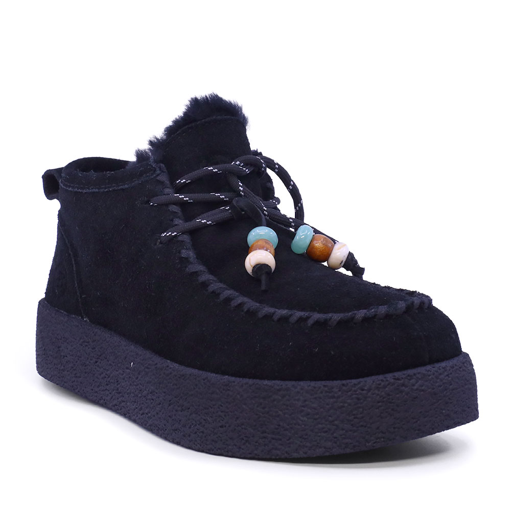 Ghete tip mocasin femei Benvenuti negre din piele întoarsă 1272DG2559VN