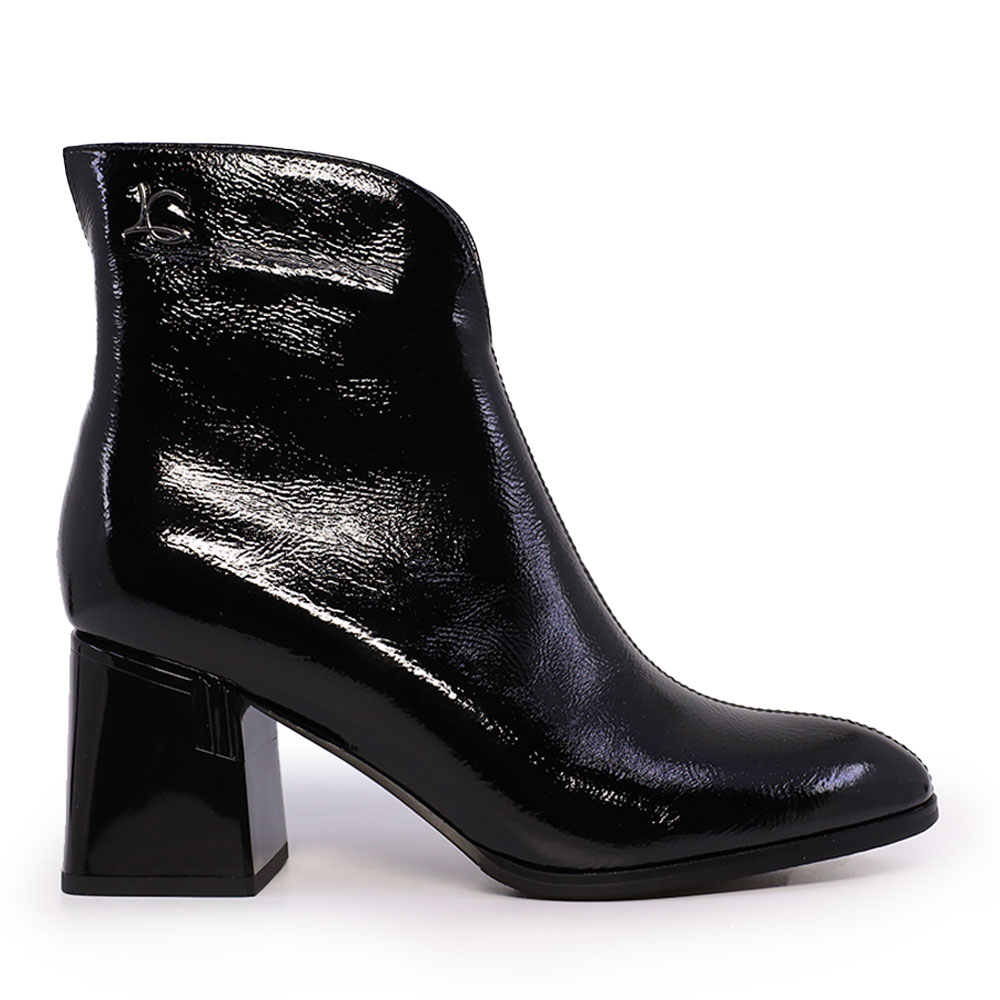 Ghete cu toc mediu femei Luca di Gioia negre din piele lăcuită 1260DG6410LN