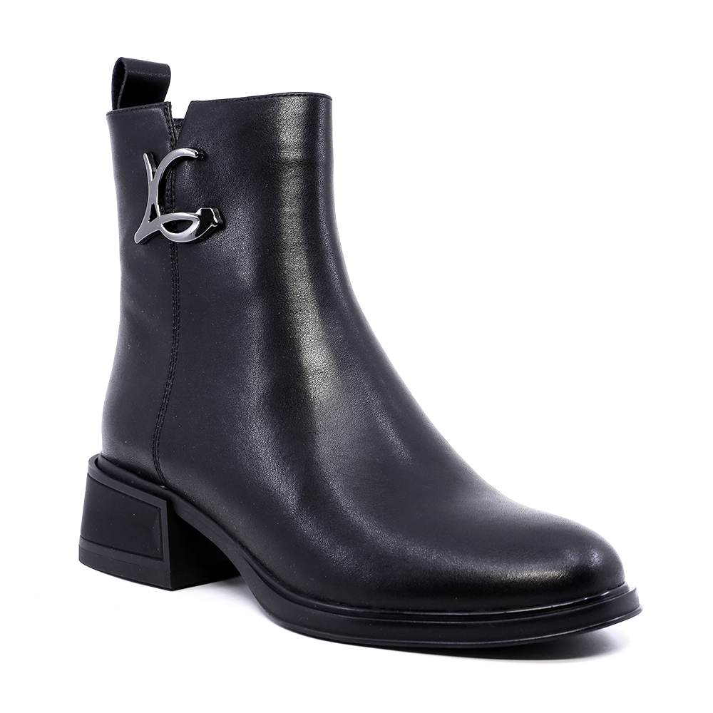 Ghete cu toc mic femei Luca di Gioia negre din piele naturală 1150DG9116N - 1 | YEO
