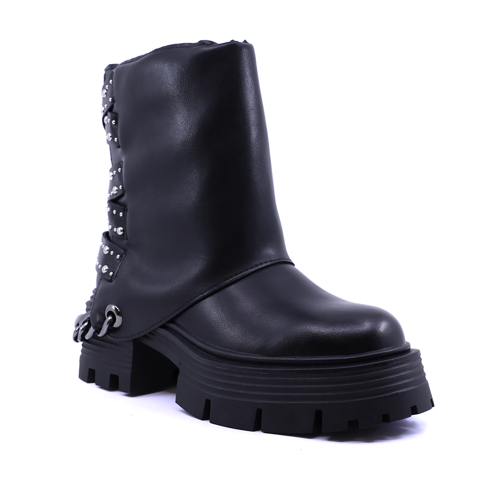 Ghete tip biker femei Luca di Gioia negre din piele naturală 1570DG1001N - 1 | YEO