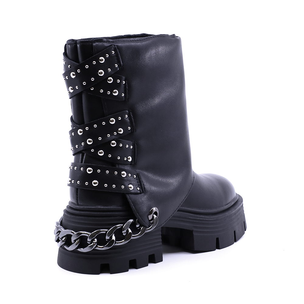 Ghete tip biker femei Luca di Gioia negre din piele naturală 1570DG1001N