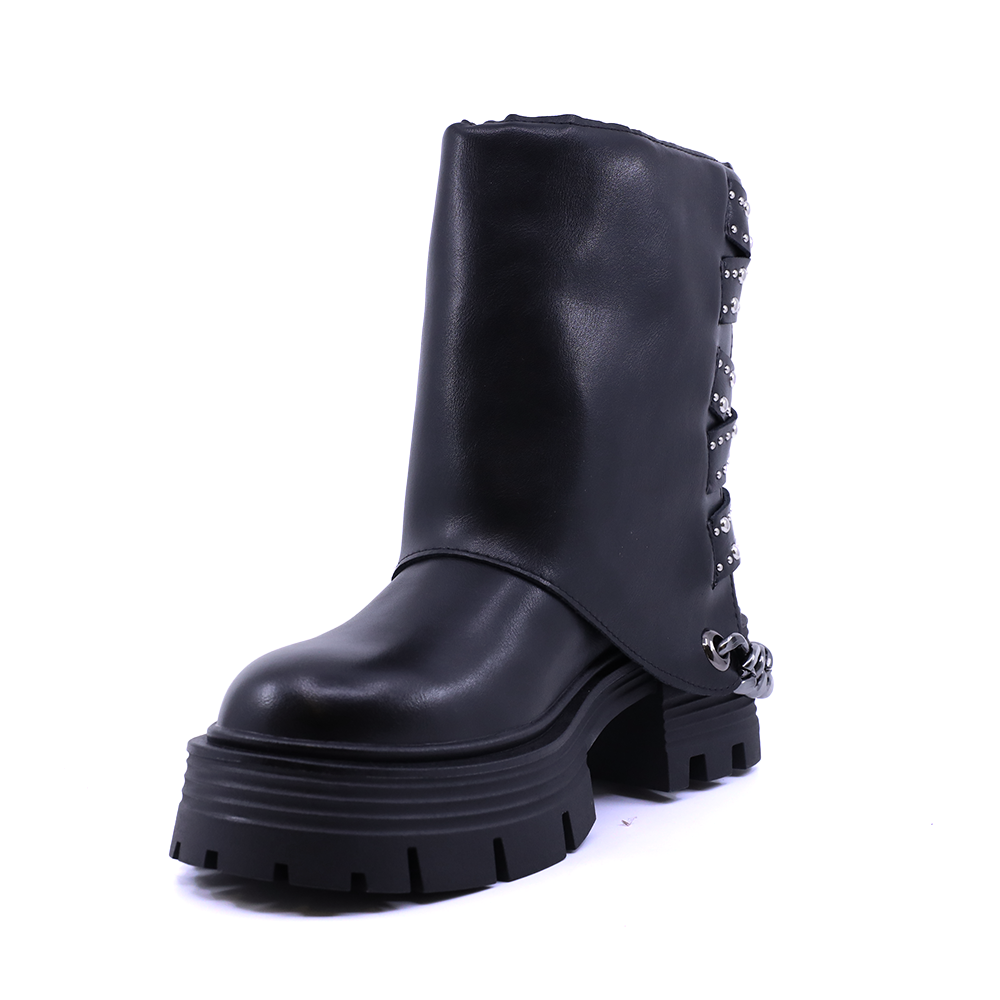Ghete tip biker femei Luca di Gioia negre din piele naturală 1570DG1001N
