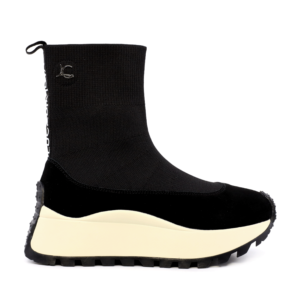 Ghete tip slip on femei Luca di Gioia  negre din piele întoarsă și textil 3840DG085VN