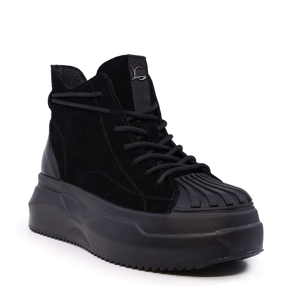 Sneakers high top femei Luca di Gioia negru din piele întoarsă 3848DG150VN - 1 | YEO