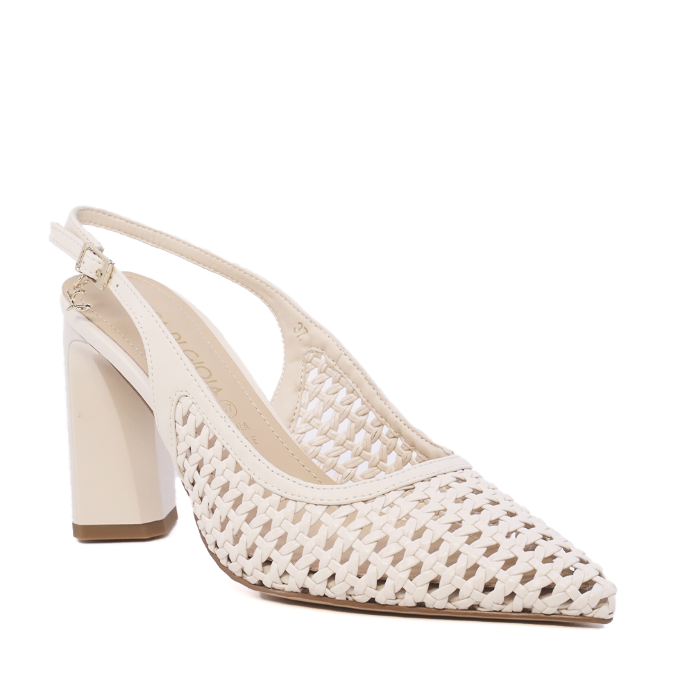 Pantofi slingback femei Luca di Gioia albi din piele 1261DD9282A - imagine 2