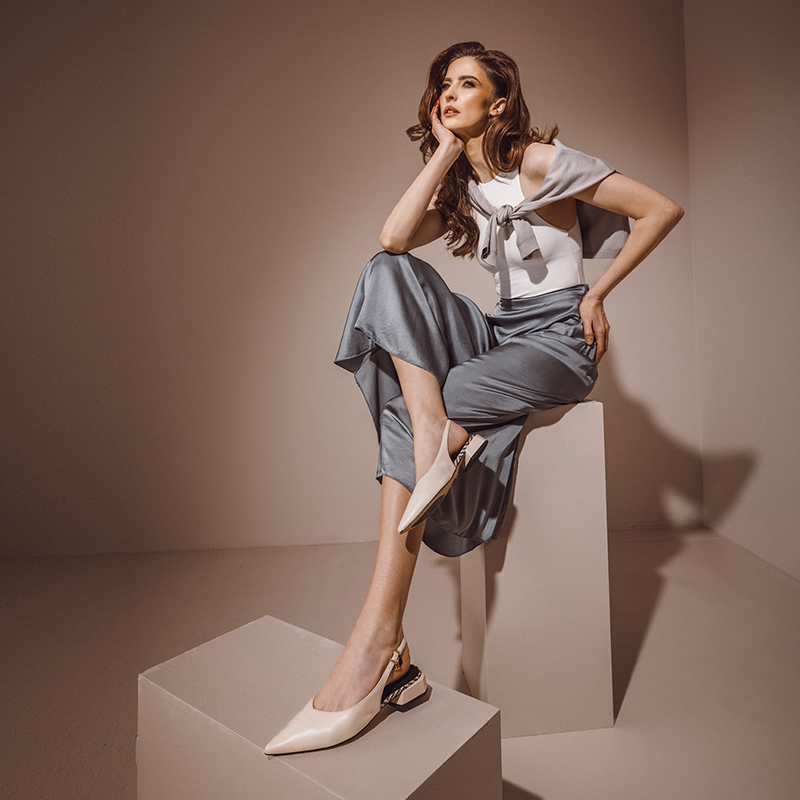 Pantofi slingback femei Luca di Gioia bej din piele 1261DD8832BE - imagine 2