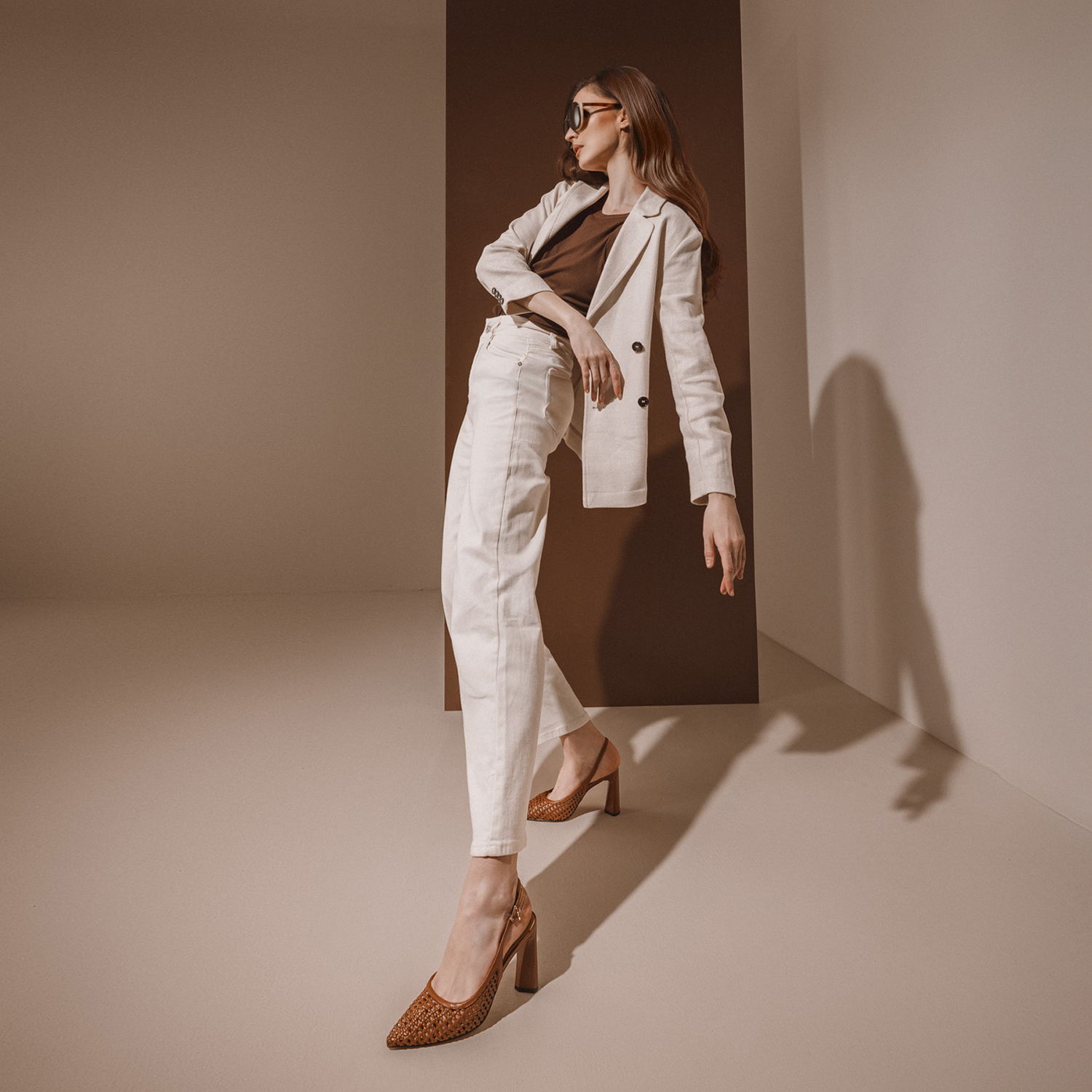 Pantofi slingback femei Luca di Gioia maro din piele 1261DD9282M - imagine 2