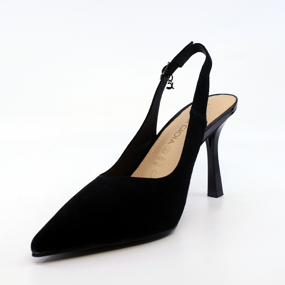 Pantofi slingback femei Luca di Gioia negri din piele întoarsă 1269DD7301VN