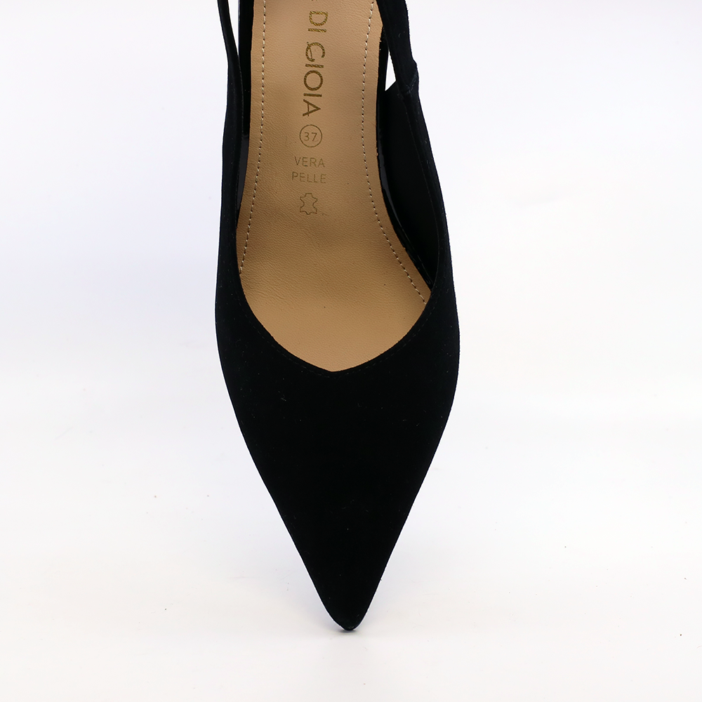 Pantofi slingback femei Luca di Gioia negri din piele întoarsă 1269DD7301VN