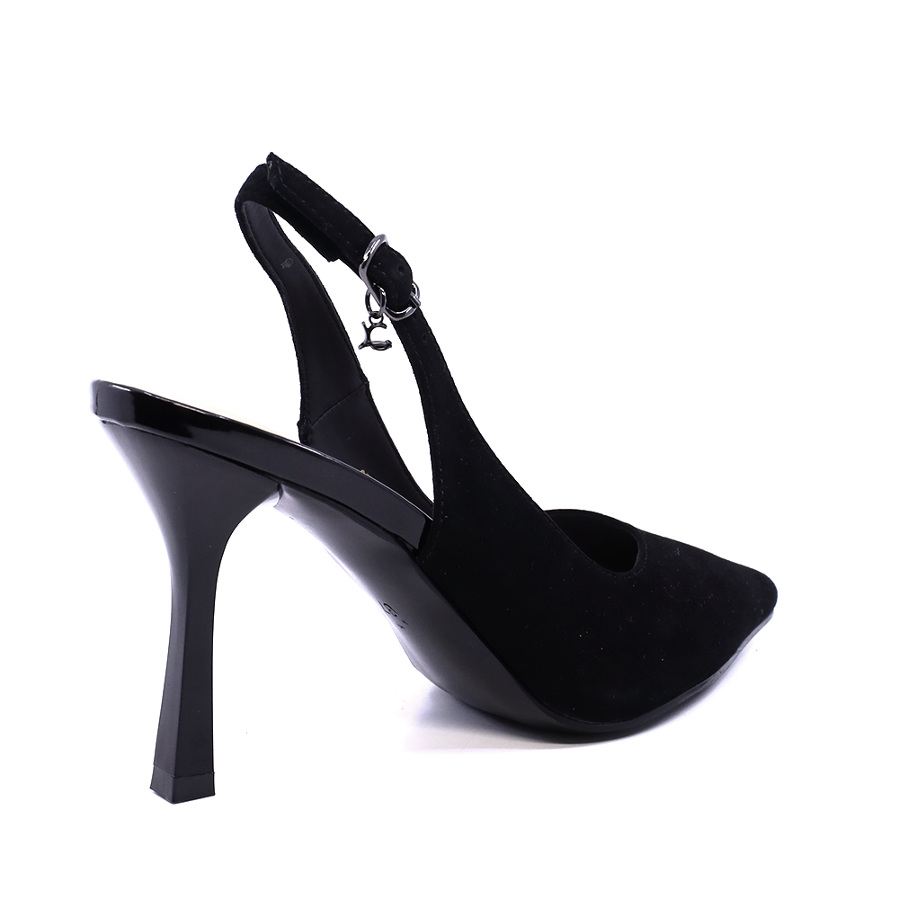 Pantofi slingback femei Luca di Gioia negri din piele întoarsă 1269DD7301VN