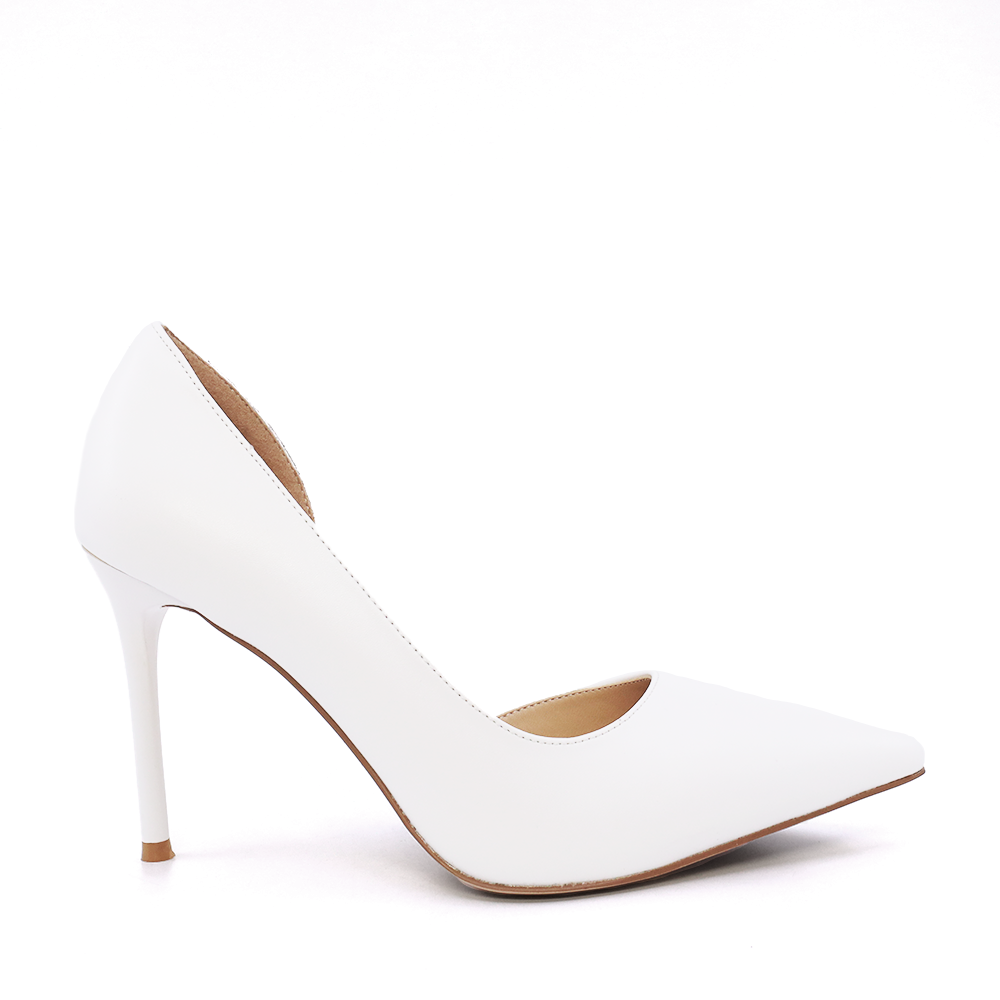 Pantofi stiletto D\'Orsay femei Luca di Gioia albi din piele  1261DD7263A