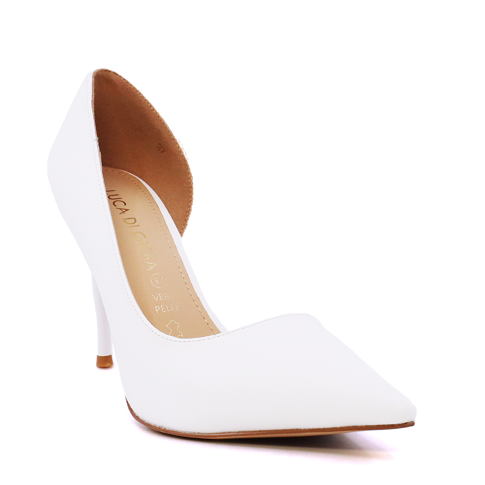 Pantofi stiletto D'Orsay femei Luca di Gioia albi din piele  1261DD7263A - imagine 2