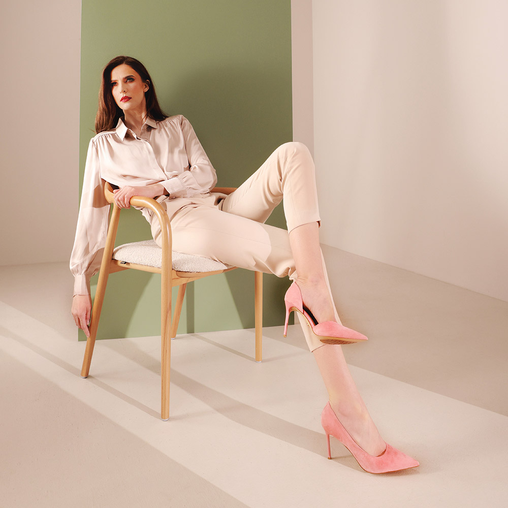 Pantofi stiletto D'Orsay femei Luca di Gioia roz din piele întoarsă   1261DD7263VSA - imagine 2