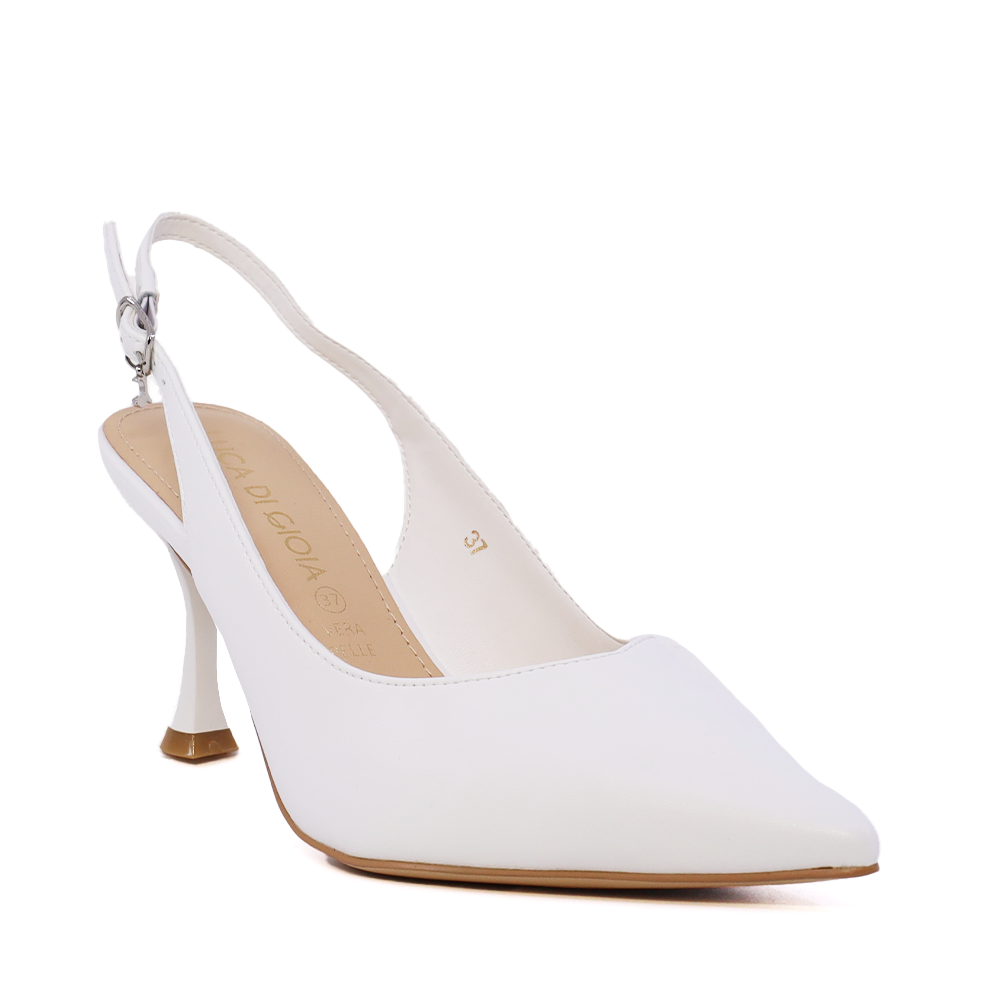 Pantofi stiletto slingback femei Luca di Gioia albi din piele 1261DD7562A - imagine 2