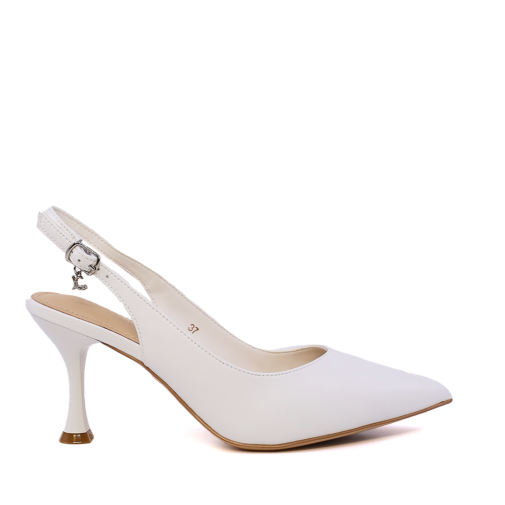 Pantofi stiletto slingback femei Luca di Gioia albi din piele 1261DD7562A