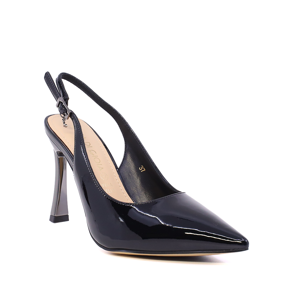 Pantofi stiletto slingback femei Luca di Gioia negri din piele lăcuită  1261dd7074ln - imagine 2