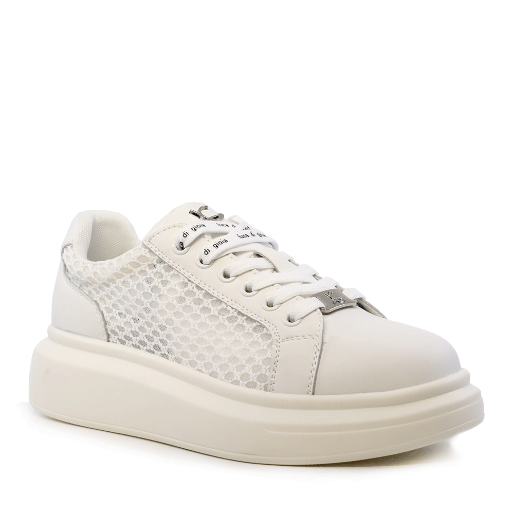 Sneakers perforați femei Luca di Gioia albi din piele și material textil 3841DPF296A - imagine 2