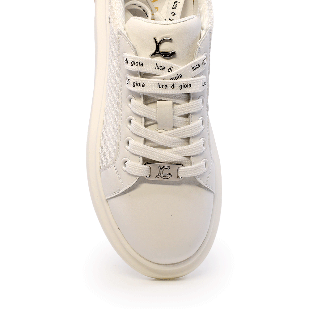 Sneakers perforați femei Luca di Gioia albi din piele și material textil 3841DPF296A