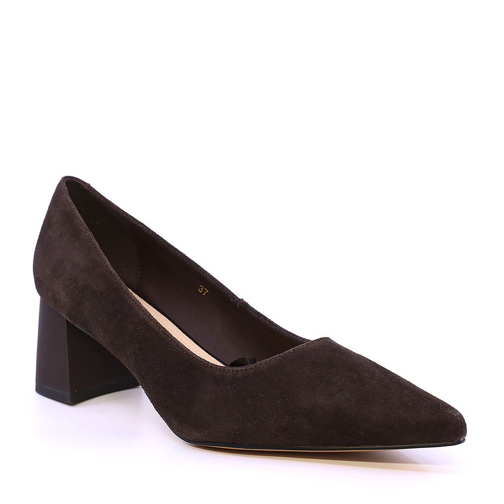 Pantofi cu toc mic femei Luca di Gioia maro din piele întoarsă 1260DP0510VM - 1 | YEO