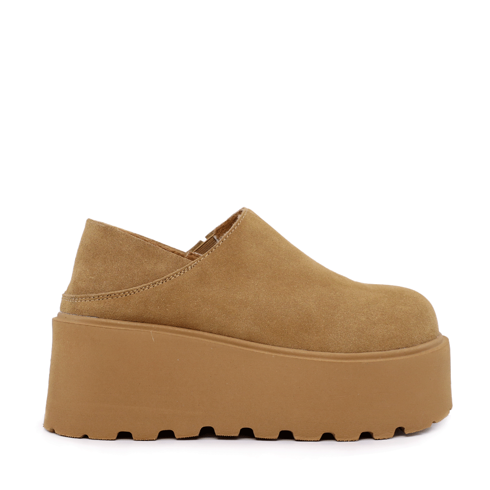 Pantofi slip on cu platforma femei Luca di Gioia  cognac din piele întoarsă 3840DP091VCO