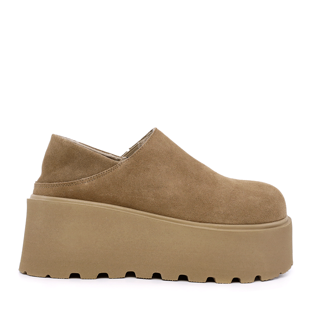Pantofi slip on cu platforma  femei  Luca di Gioia cognac din piele întoarsă   3840DP091VKA