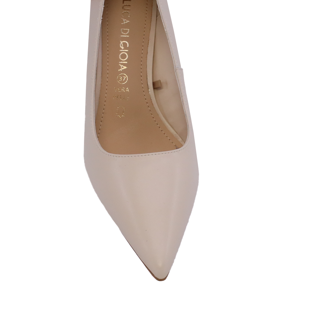Pantofi stiletto cu toc mediu femei Luca di Gioia bej din piele  1261DP8611BE