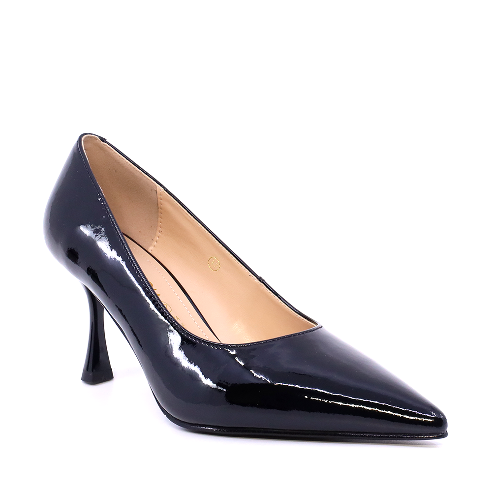 Pantofi stiletto cu toc mediu femei Luca di Gioia negri din lac  1261DP3310LN - imagine 2