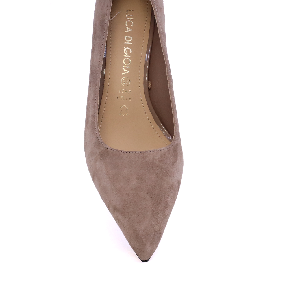 Pantofi stiletto cu toc mediu femei Luca di Gioia taupe din piele întoarsă  1261DP8611VTA