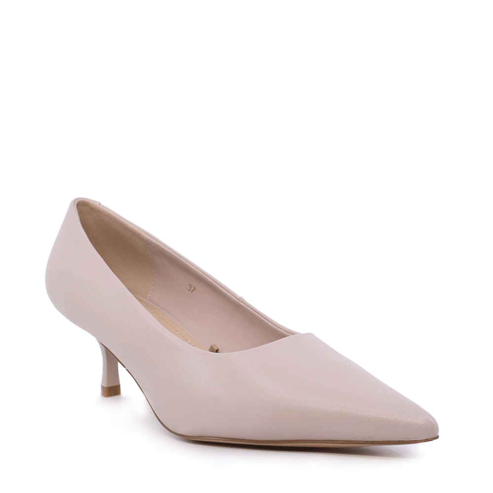 Pantofi stiletto cu toc mic femei Luca di Gioia bej din piele  1261DP9491BE - imagine 2