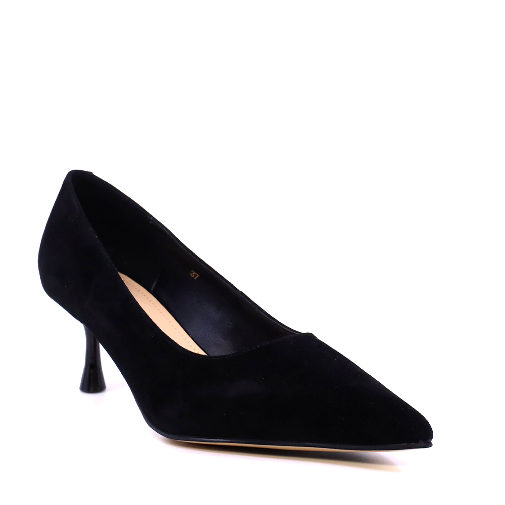 Pantofi stiletto cu toc mic femei Luca di Gioia negri din piele întoarsă  1261DP8861VN - imagine 2