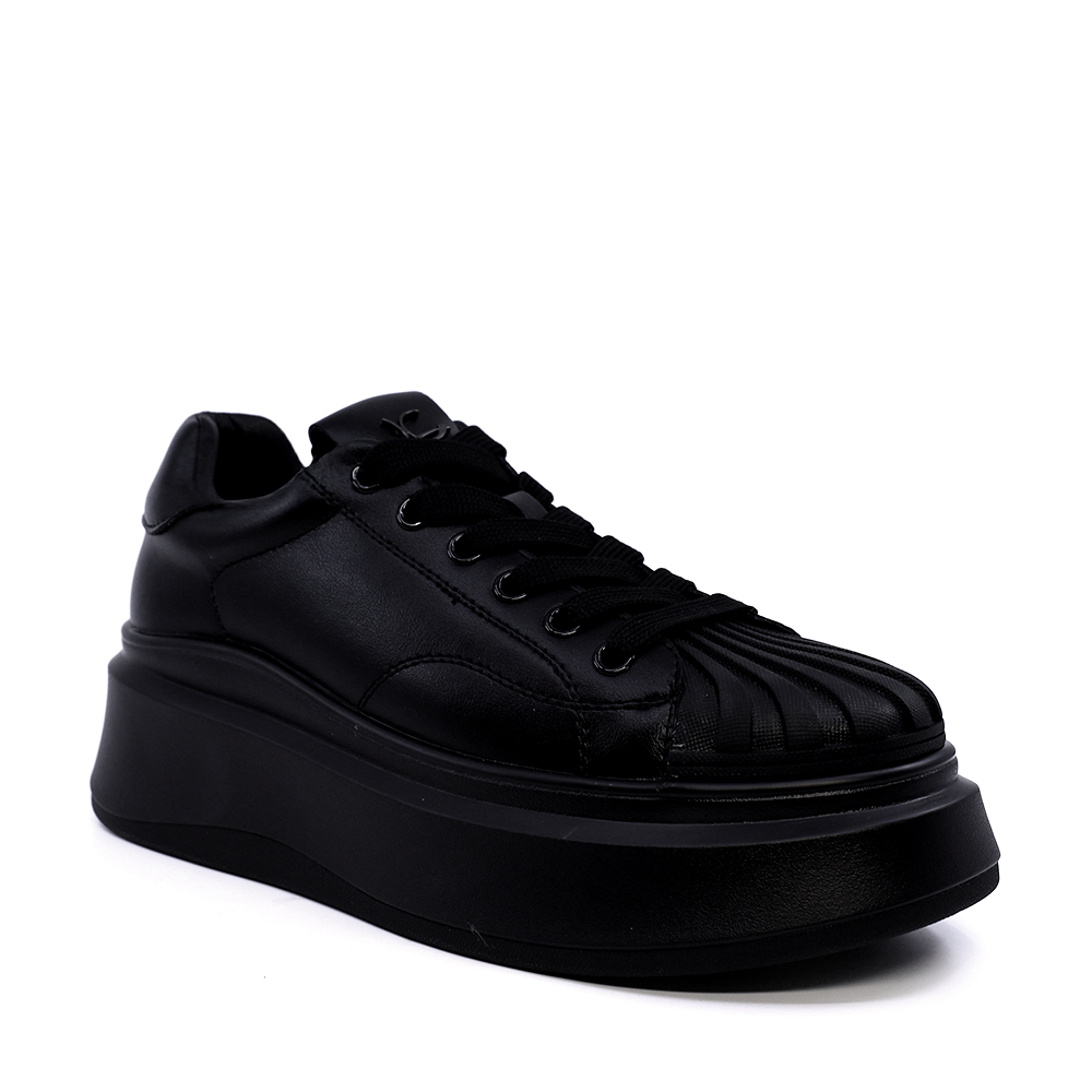 Sneakers cu talpă înaltă femei Luca di Gioia negri din piele 3849DP171N - 1 | YEO