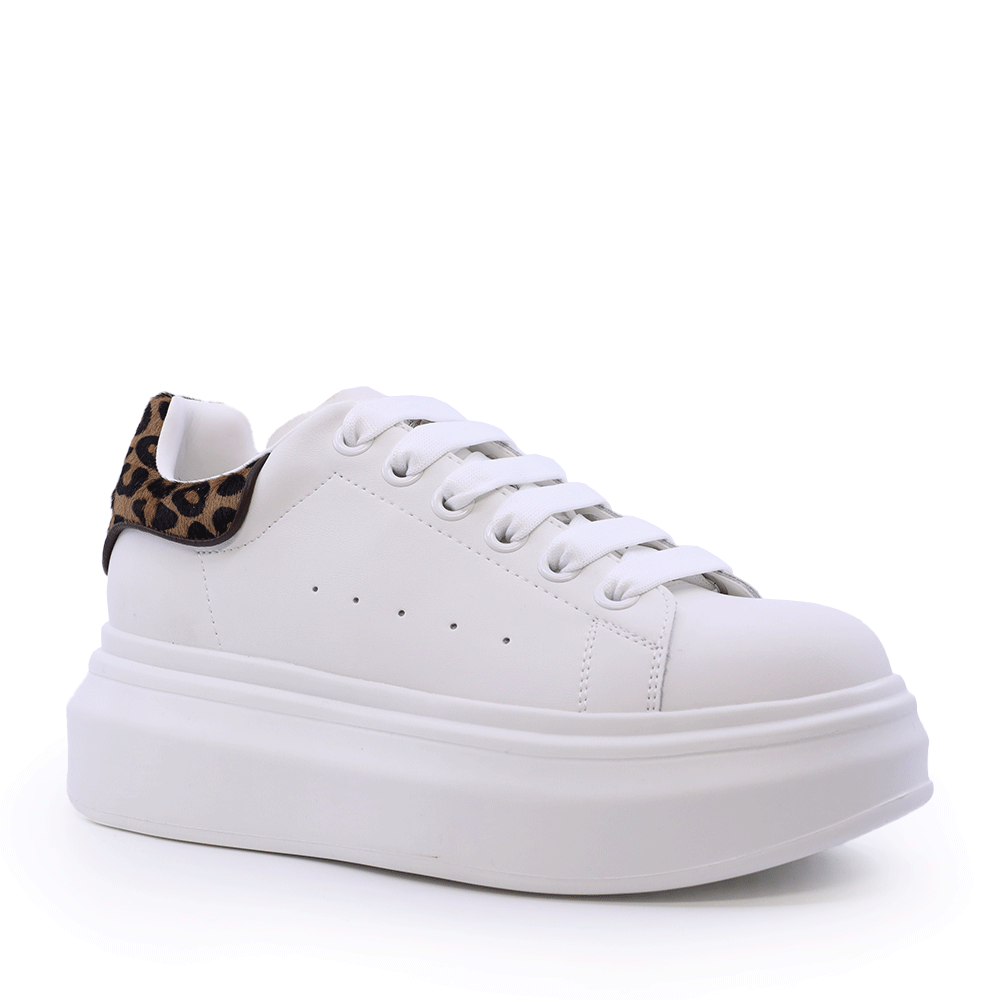 Sneakers ușori cu print pentru femei Luca di Gioia albi din piele 3849DP223A