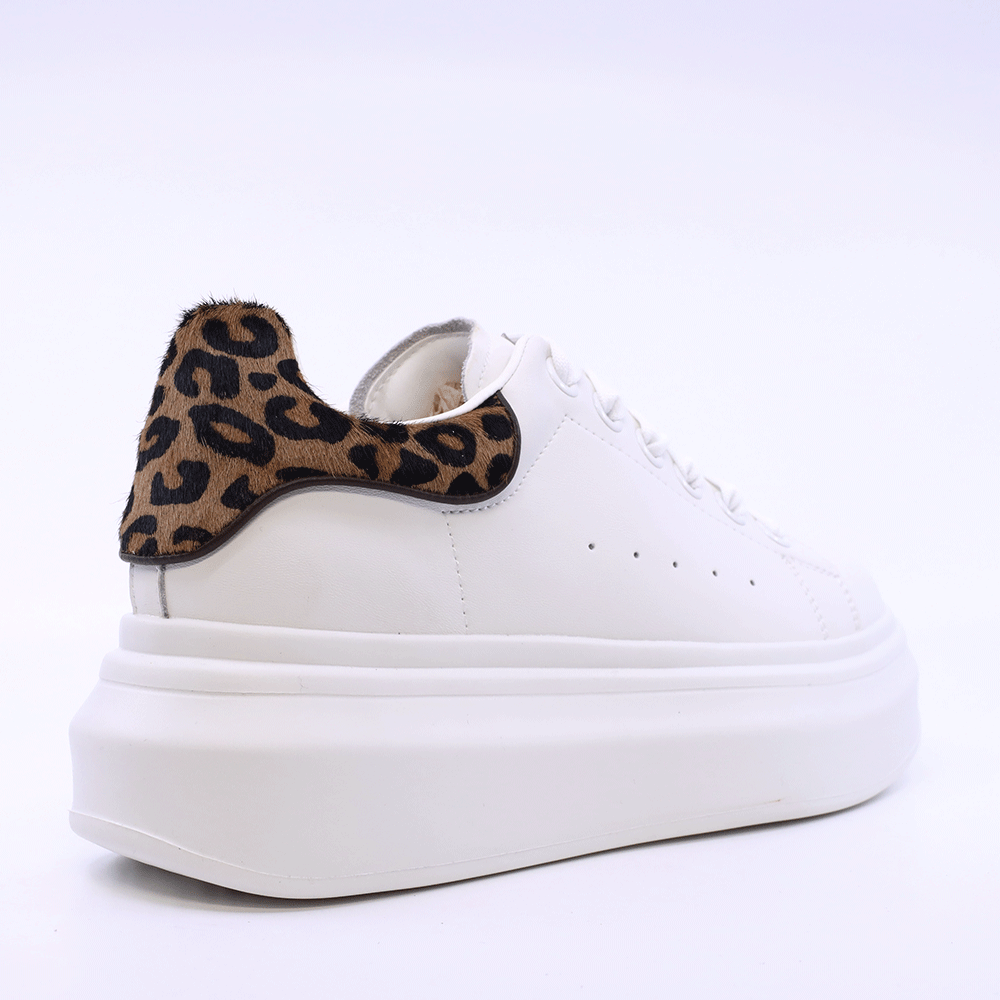 Sneakers ușori cu print pentru femei Luca di Gioia albi din piele 3849DP223A
