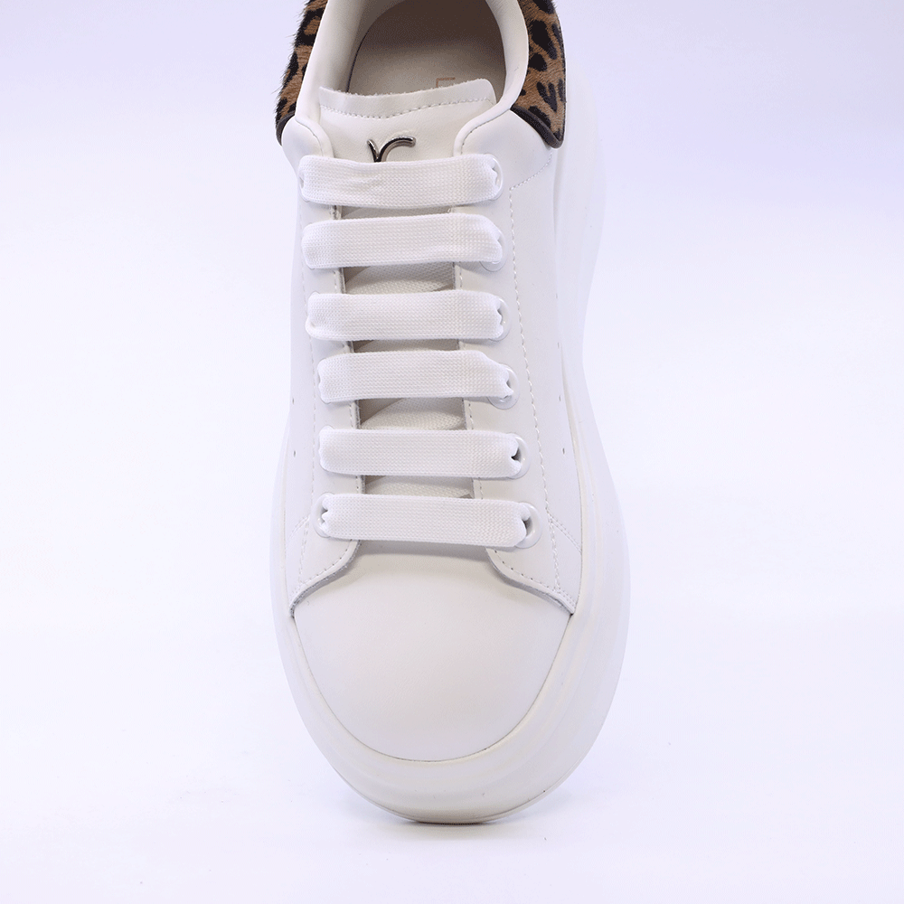 Sneakers ușori cu print pentru femei Luca di Gioia albi din piele 3849DP223A
