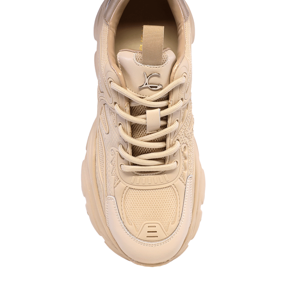 Sneakers ultra ușori pentru femei Luca di Gioia bej din piele și textil 3849DP174BE