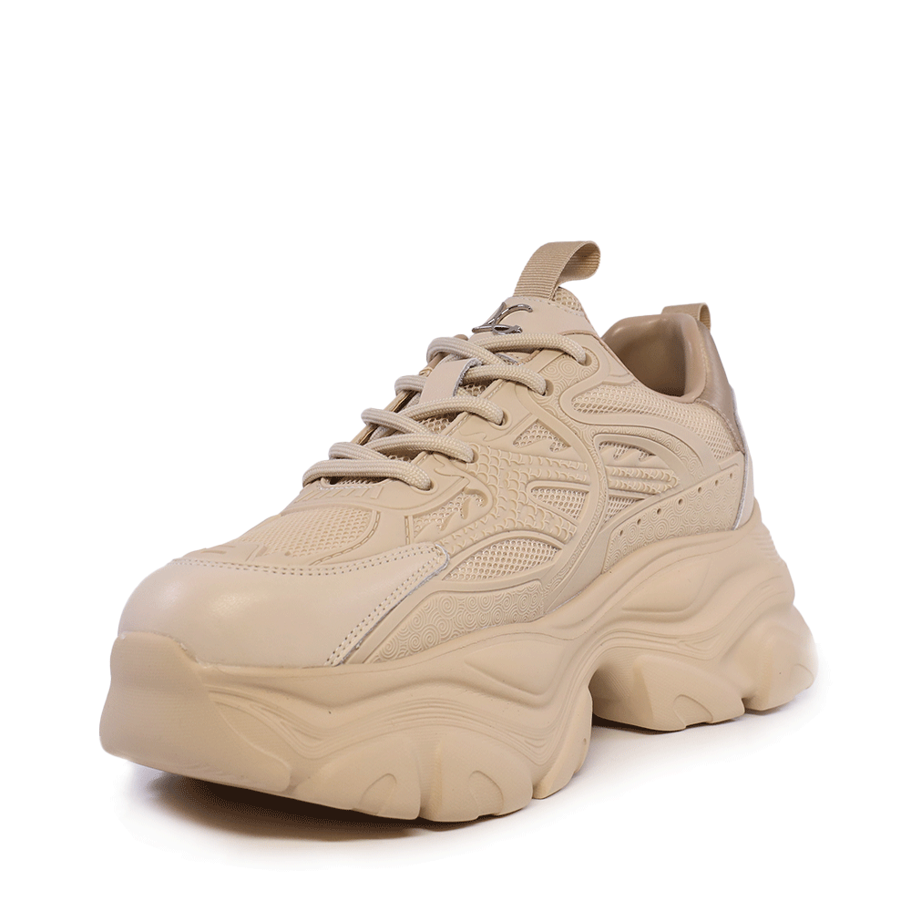 Sneakers ultra ușori pentru femei Luca di Gioia bej din piele și textil 3849DP174BE