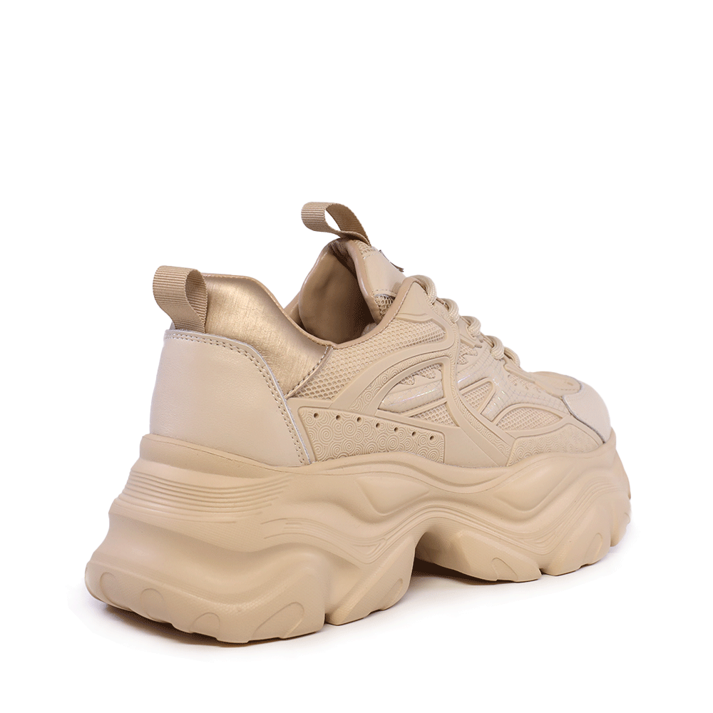 Sneakers ultra ușori pentru femei Luca di Gioia bej din piele și textil 3849DP174BE