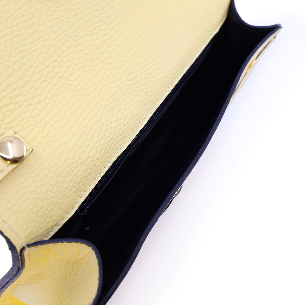Poșetă crossbody tip plic femei Luca di Gioia galbenă din piele 144plp3708g